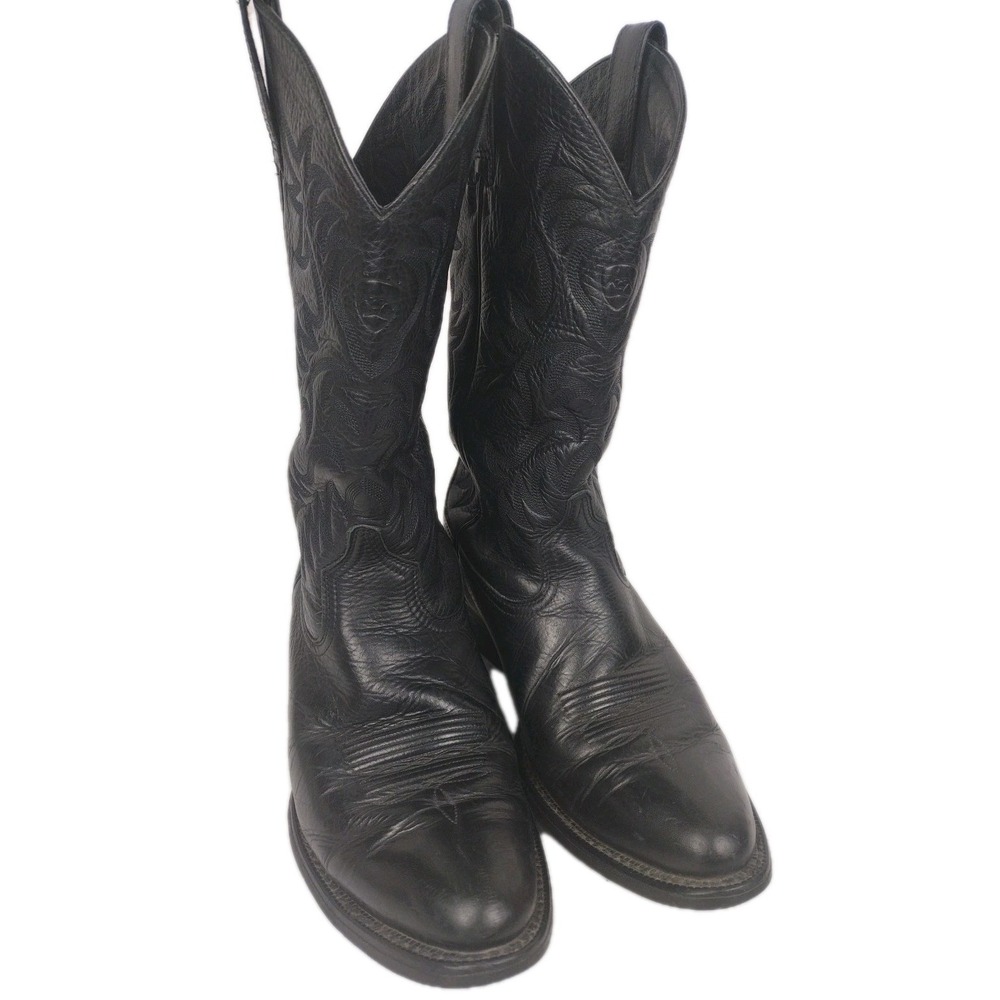 Ariat Deetan Heritage R Toe Black Leather Boots 10002218 34770 Men's Size 10D